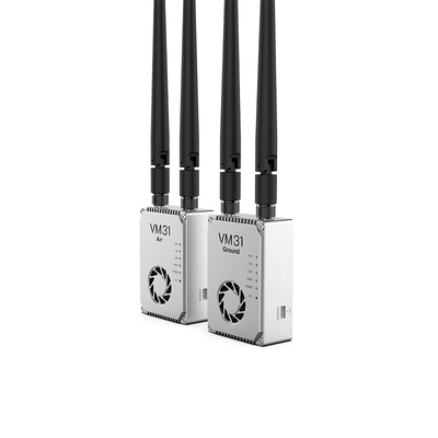 VM31 Video&amp;Data&amp;RC bağlantısı iki frekans seçeneğine sahiptir ((800MHz、1.4GHz) ile 15km dereceli (hava-yer) iletim menzili.